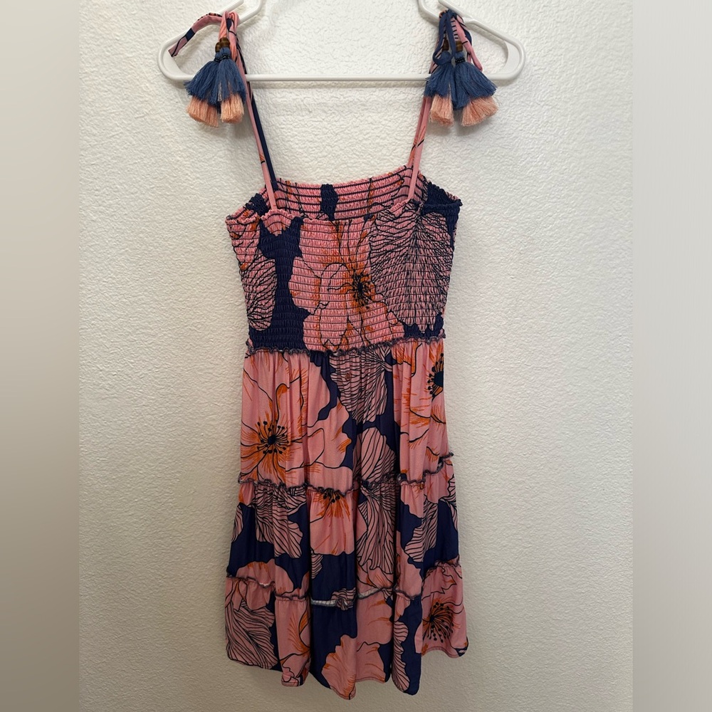 Maaji pink/blue sundress with tassle ties